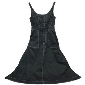 LE CIEL BLEU Sleeveless White stitching Dress cotton Black/White